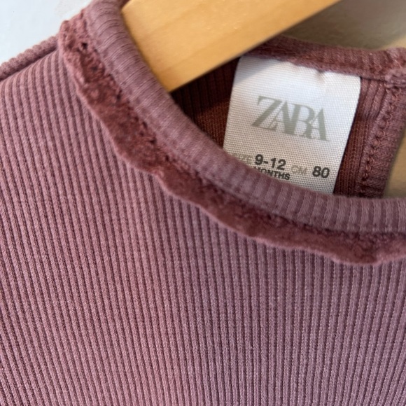 Zara Ribbed Long Sleeve Top with Lace, 9-12M - Picture 4 of 5